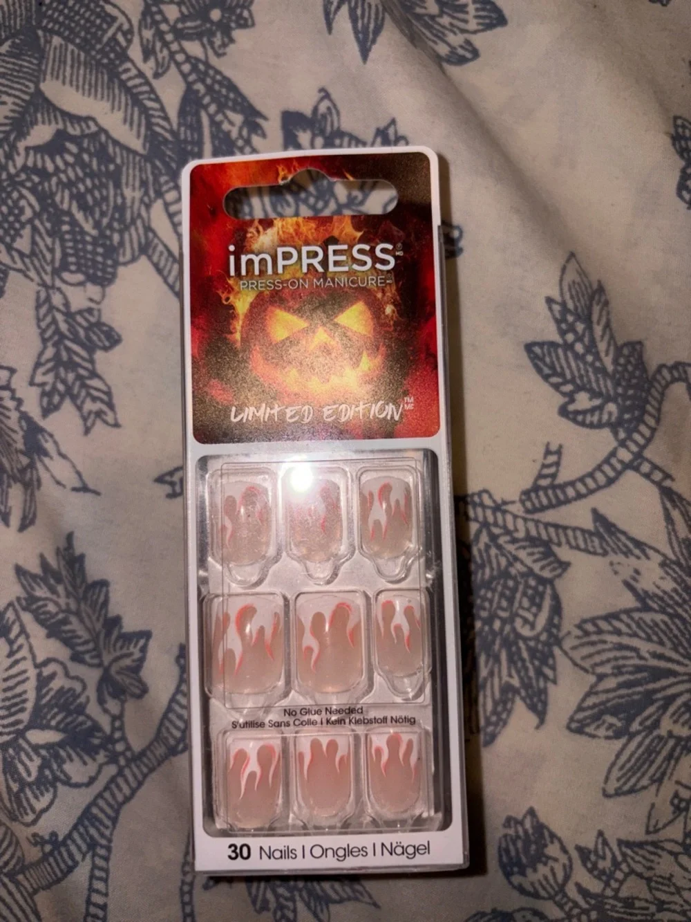 imPRESS Clear Press-On Nails with Orange Flame Accents - Picture 1 of 3